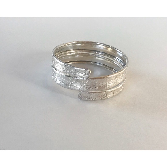 Floral Embossed Spiral Adjustable Cuff - Picture 2 of 2